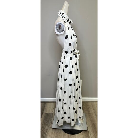 NWT Halpern Sleeveless Polka Dot Plisse Backless Midi Dress Size 36 (2) $2380 - Picture 8 of 14
